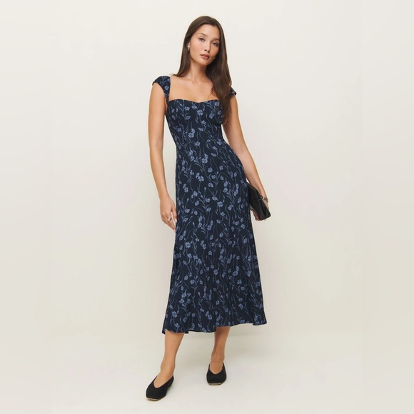 Reformation Bryson Dress In Georgia Blue, brand new, never worn, no flaws. - Picture 5 of 13